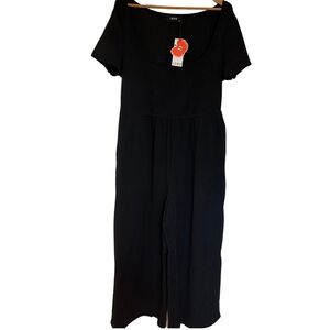 Cider Scoop Neckline Short Sleeve Wide Leg Jumpsuit